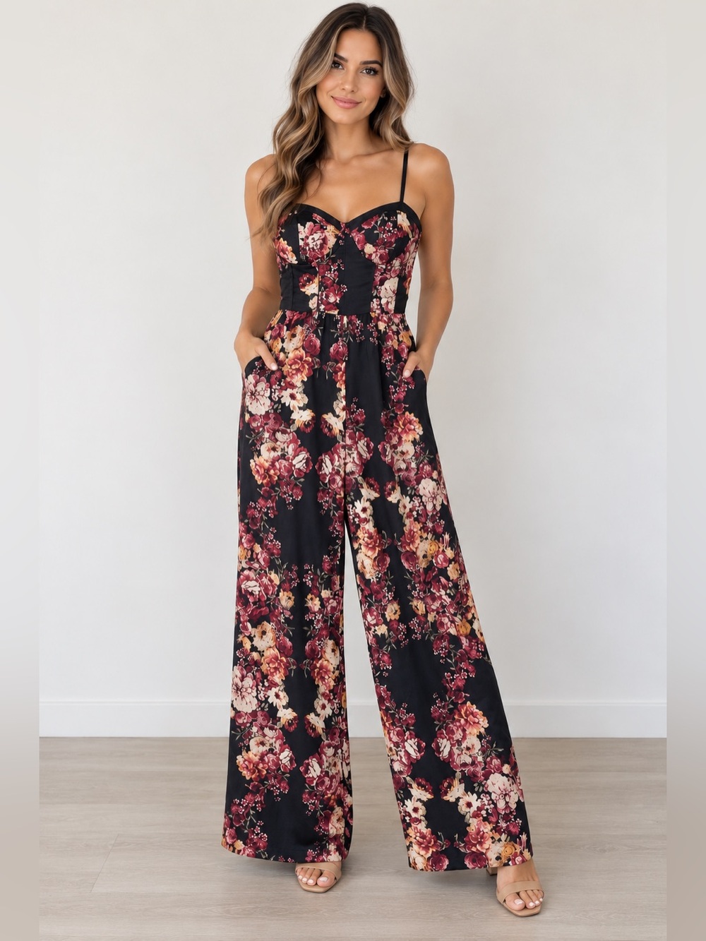 Band of Gypsies Floral Wide-Leg Jumpsuit – Size Small #0210